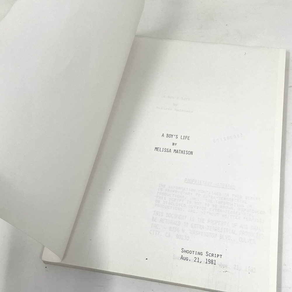 ET Movie Script Rare 1981 A Boys Life Original Willian Kotzwinkle Copy BOY00062
